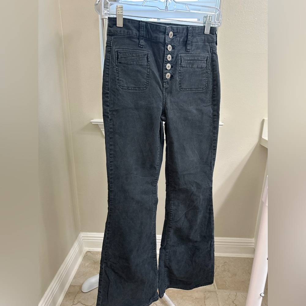 Corduroy with Button Fly,American Eagle size 0, Dark Dusty Blue